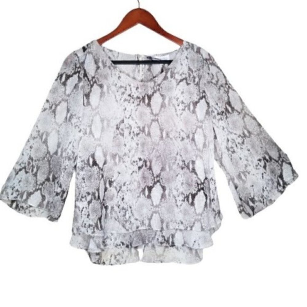 J.Lo Grey White Snakeskin Python Top